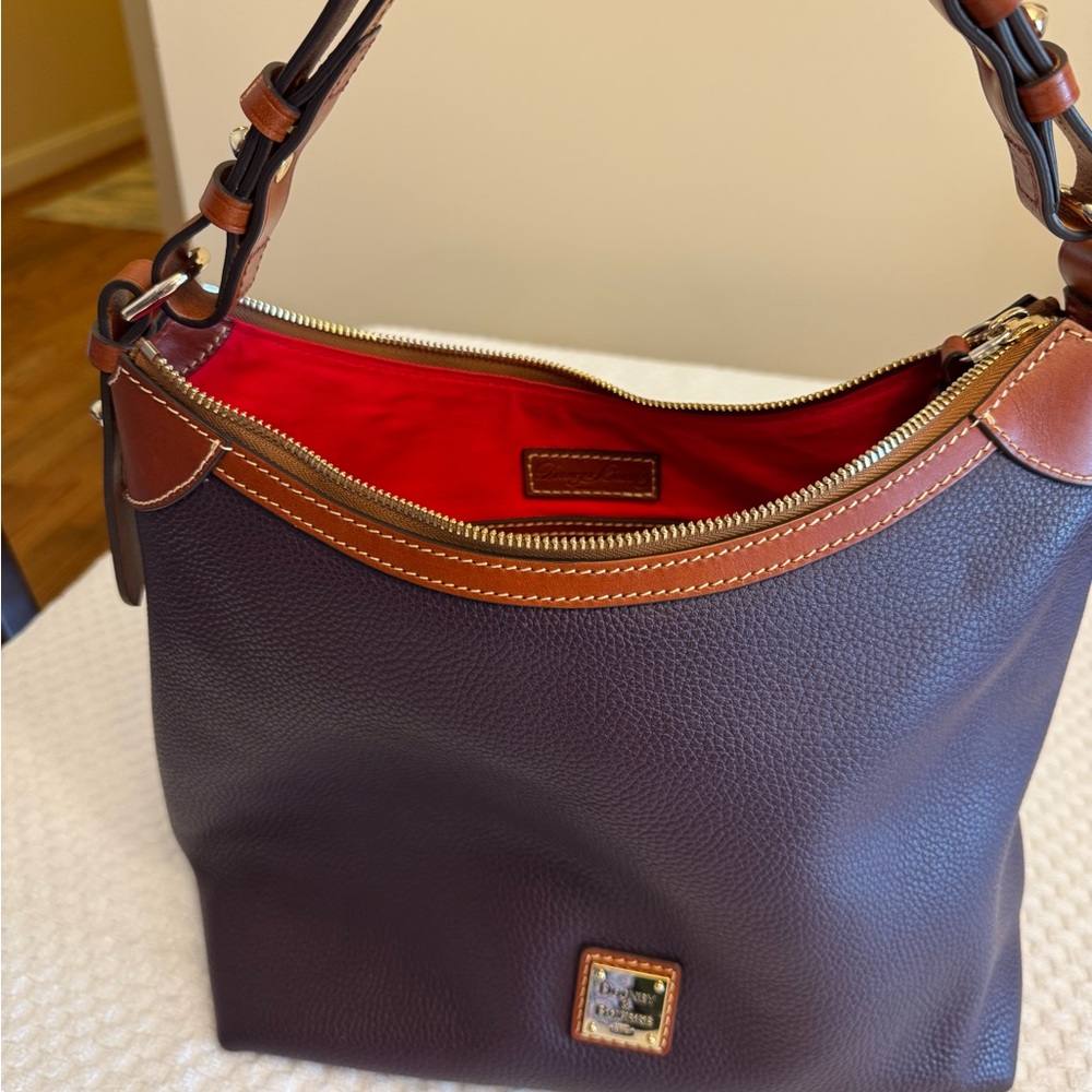 Dooney & Bourke Purple Hobo Bag with Red Interior